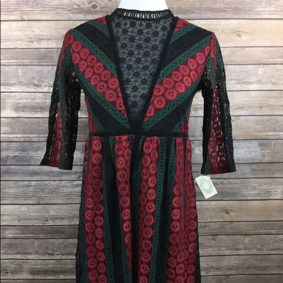 Xhilaration Dresses & Skirts - Xhilaration crochet dress xs nwt black green